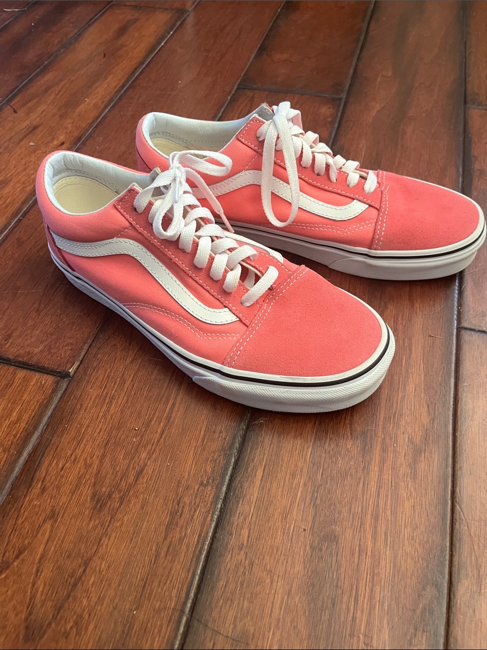 Vans Coral Pink Low-Top Sneakers with White Stripe